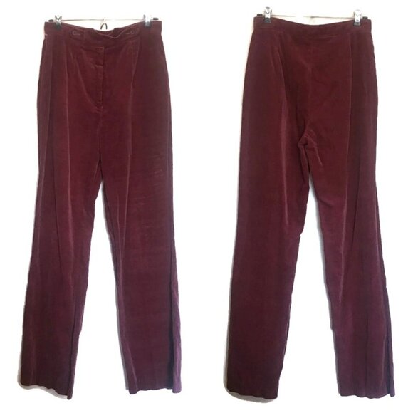 1970s vintage plum wine velvet pants suit jacket size large - Picture 5 of 7